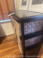 MaxSold Auction: Decor Shelf with Woven Baskets - Houston (Texas, USA) SELLER MANAGED Downsizing Online Auction - Coleridge Street