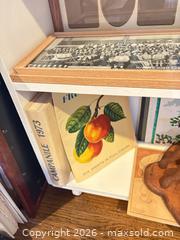 MaxSold Auction: White Accent Shelf with Contents - Houston (Texas, USA) SELLER MANAGED Downsizing Online Auction - Coleridge Street