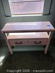 MaxSold Auction: White Solid Wood Accent Table with Two Drawers - Houston (Texas, USA) SELLER MANAGED Downsizing Online Auction - Coleridge Street