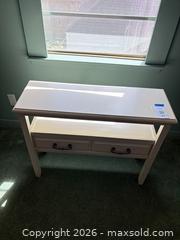 MaxSold Auction: White Solid Wood Accent Table with Two Drawers - Houston (Texas, USA) SELLER MANAGED Downsizing Online Auction - Coleridge Street