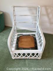MaxSold Auction: White Wicker/Rattan Chair Frame and Table - Houston (Texas, USA) SELLER MANAGED Downsizing Online Auction - Coleridge Street
