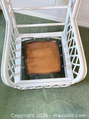 MaxSold Auction: White Wicker/Rattan Chair Frame and Table - Houston (Texas, USA) SELLER MANAGED Downsizing Online Auction - Coleridge Street