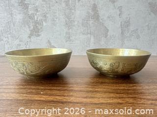 MaxSold Auction: Brass Serving Tray with 4 Matching Bowls & Engraved Egyptian Plate - Cary (North Carolina, USA) PARTNER MANAGED Downsizing Online Auction - Magerton Court