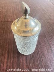 MaxSold Auction: Set of Two Medium Crackle Glass Candy/Apothecary Jars with Lids - Cary (North Carolina, USA) PARTNER MANAGED Downsizing Online Auction - Magerton Court