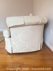 MaxSold Auction: Traditional 3-Seater Damask Fabric Sofa, Cream - Cary (North Carolina, USA) PARTNER MANAGED Downsizing Online Auction - Magerton Court