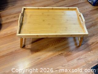 MaxSold Auction: Bamboo Breakfast/Bed Tray with Foldable Legs & Handles - Smiths Falls (Ontario, Canada) SELLER MANAGED Downsizing Online Auction - Salmon Side Road