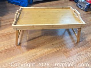MaxSold Auction: Bamboo Breakfast/Bed Tray with Foldable Legs & Handles - Smiths Falls (Ontario, Canada) SELLER MANAGED Downsizing Online Auction - Salmon Side Road