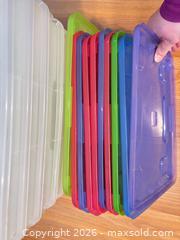 MaxSold Auction: Plastic Stackable Storage Bins with Assorted Colored Lids - Smiths Falls (Ontario, Canada) SELLER MANAGED Downsizing Online Auction - Salmon Side Road