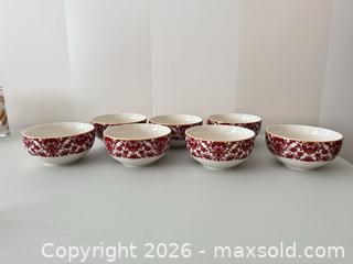 MaxSold Auction: 222 Fifth Porcelain Set of 7 Bowls with Red Floral Damask - Strathroy-Caradoc (Ontario, Canada) SELLER MANAGED Estate Sale Online Auction - Claire Court