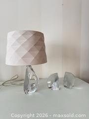 MaxSold Auction: Clear Glass Table Lamp with Shade and Two Glass Bookends - Strathroy-Caradoc (Ontario, Canada) SELLER MANAGED Estate Sale Online Auction - Claire Court