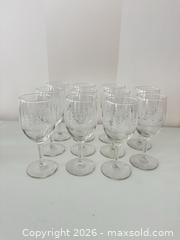 MaxSold Auction: Lot of 11 Etched Frosted Band Clear Wine Glasses - Strathroy-Caradoc (Ontario, Canada) SELLER MANAGED Estate Sale Online Auction - Claire Court