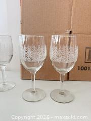 MaxSold Auction: Lot of 11 Etched Frosted Band Clear Wine Glasses - Strathroy-Caradoc (Ontario, Canada) SELLER MANAGED Estate Sale Online Auction - Claire Court