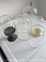 MaxSold Auction: Lot of 5 Glass Cloches with Antique Metal Pedestals - Strathroy-Caradoc (Ontario, Canada) SELLER MANAGED Estate Sale Online Auction - Claire Court
