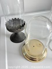 MaxSold Auction: Lot of 5 Glass Cloches with Antique Metal Pedestals - Strathroy-Caradoc (Ontario, Canada) SELLER MANAGED Estate Sale Online Auction - Claire Court