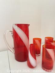 MaxSold Auction: Red and White Diagonal Swirl Glass Drinkware Set, 8 Pieces - Strathroy-Caradoc (Ontario, Canada) SELLER MANAGED Estate Sale Online Auction - Claire Court