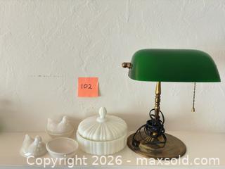 MaxSold Auction: Bankers Lamp & Decorative Milk Glass  - Novato (California, USA) SELLER MANAGED Estate Sale Online Auction - Nina Drive