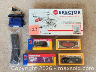 MaxSold Auction: Erector set box with Meccano pieces, model train pieces - Novato (California, USA) SELLER MANAGED Estate Sale Online Auction - Nina Drive