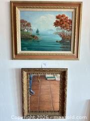 MaxSold Auction: Framed Landscape Painting and Framed Mirror, 2 Pieces - Novato (California, USA) SELLER MANAGED Estate Sale Online Auction - Nina Drive