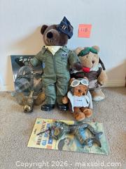 MaxSold Auction: Stuffed bears in flight uniforns, G.I. Joe figure. Eagle flagpole topper. Aviation Book - Novato (California, USA) SELLER MANAGED Estate Sale Online Auction - Nina Drive