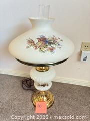 MaxSold Auction: Vintage Brass Lamp With Glass Shade.  - Novato (California, USA) SELLER MANAGED Estate Sale Online Auction - Nina Drive