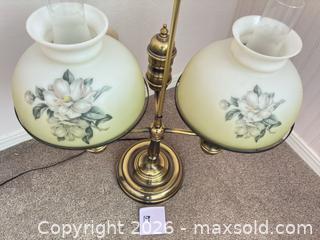 MaxSold Auction: Vintage Double Student Lamp with Painted Floral Glass Shade - Novato (California, USA) SELLER MANAGED Estate Sale Online Auction - Nina Drive