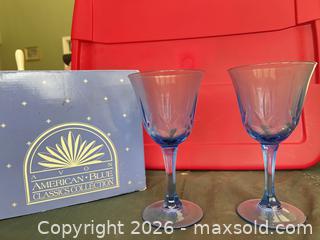 MaxSold Auction: Avon Blue Glass Wine Glasses, Set of 2 - Las Vegas (Nevada, USA) PARTNER MANAGED Estate Sale Online Auction -  Argent Star Court