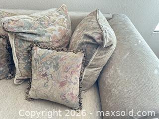 MaxSold Auction: Beige Fabric Loveseat with Rolled Arms - Las Vegas (Nevada, USA) PARTNER MANAGED Estate Sale Online Auction -  Argent Star Court