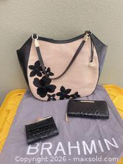 MaxSold Auction: Brahmin Large Croco-Embossed Leather & Straw Tote - Black/Beige - Las Vegas (Nevada, USA) PARTNER MANAGED Estate Sale Online Auction -  Argent Star Court