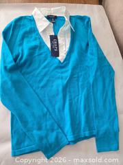 MaxSold Auction: Chaps Women's M Turquoise Layered-Look Pullover with Shirt Collar - Las Vegas (Nevada, USA) PARTNER MANAGED Estate Sale Online Auction -  Argent Star Court