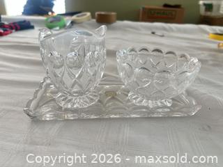 MaxSold Auction: Clear Pressed Glass Creamer and Sugar Set with Tray - Las Vegas (Nevada, USA) PARTNER MANAGED Estate Sale Online Auction -  Argent Star Court