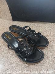 MaxSold Auction: Cole Haan Black Patent Leather Wedge Sandals Size US 7 - Las Vegas (Nevada, USA) PARTNER MANAGED Estate Sale Online Auction -  Argent Star Court