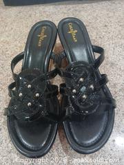 MaxSold Auction: Cole Haan Black Patent Leather Wedge Sandals Size US 7 - Las Vegas (Nevada, USA) PARTNER MANAGED Estate Sale Online Auction -  Argent Star Court