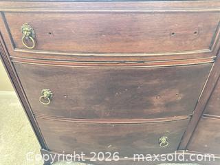 MaxSold Auction: Dark Brown Solid Wood Bow Front Dresser with 6 Drawers - Las Vegas (Nevada, USA) PARTNER MANAGED Estate Sale Online Auction -  Argent Star Court