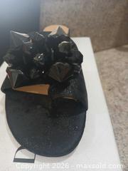 MaxSold Auction: Donald J Pliner Black Satin-Like Beaded Slide Sandals / Mules - Las Vegas (Nevada, USA) PARTNER MANAGED Estate Sale Online Auction -  Argent Star Court