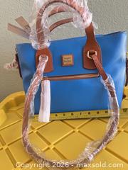 MaxSold Auction: Dooney & Bourke Blue Leather Satchel Tote with Brown Trim - Las Vegas (Nevada, USA) PARTNER MANAGED Estate Sale Online Auction -  Argent Star Court