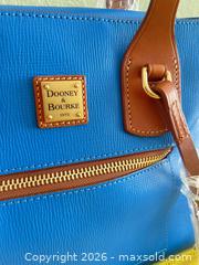 MaxSold Auction: Dooney & Bourke Blue Leather Satchel Tote with Brown Trim - Las Vegas (Nevada, USA) PARTNER MANAGED Estate Sale Online Auction -  Argent Star Court