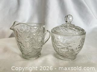 MaxSold Auction: Fantasia Pressed Glass Sugar Bowl with Lid and Creamer - Las Vegas (Nevada, USA) PARTNER MANAGED Estate Sale Online Auction -  Argent Star Court