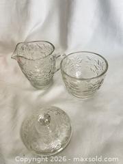 MaxSold Auction: Fantasia Pressed Glass Sugar Bowl with Lid and Creamer - Las Vegas (Nevada, USA) PARTNER MANAGED Estate Sale Online Auction -  Argent Star Court
