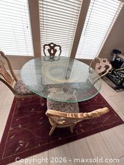 MaxSold Auction: Glass Top Dining Table Set with Painted Wood Frame, Seats 4 - Las Vegas (Nevada, USA) PARTNER MANAGED Estate Sale Online Auction -  Argent Star Court