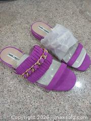MaxSold Auction: Karl Lagerfeld Purple/Magenta Open Toe Flats with Gold Chain - Las Vegas (Nevada, USA) PARTNER MANAGED Estate Sale Online Auction -  Argent Star Court