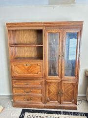MaxSold Auction: Large Oak Display / China Cabinet with Drop-front Desk - Las Vegas (Nevada, USA) PARTNER MANAGED Estate Sale Online Auction -  Argent Star Court