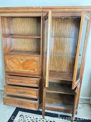 MaxSold Auction: Large Oak Display / China Cabinet with Drop-front Desk - Las Vegas (Nevada, USA) PARTNER MANAGED Estate Sale Online Auction -  Argent Star Court