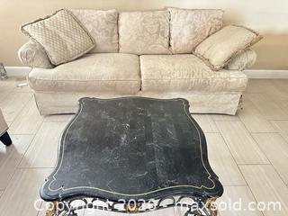 MaxSold Auction: Loveseat and Marble-Top Coffee Table with Ornate Metal Legs - Las Vegas (Nevada, USA) PARTNER MANAGED Estate Sale Online Auction -  Argent Star Court
