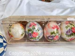 MaxSold Auction: MacKenzie-Childs Lot: Bunny Planter, Floral Egg Set & Trinket Egg - Las Vegas (Nevada, USA) PARTNER MANAGED Estate Sale Online Auction -  Argent Star Court