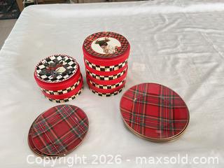 MaxSold Auction: MacKenzie-Childs Metal Serving Plates with Tartan & Checkerboard - Las Vegas (Nevada, USA) PARTNER MANAGED Estate Sale Online Auction -  Argent Star Court