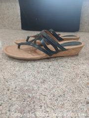 MaxSold Auction: Montana Women's Black Faux Leather Wedge Sandals US 7.5 - Las Vegas (Nevada, USA) PARTNER MANAGED Estate Sale Online Auction -  Argent Star Court