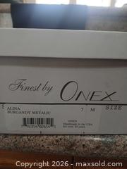 MaxSold Auction: Onex Burgundy Suede Mule Slide, Size 7 M - Las Vegas (Nevada, USA) PARTNER MANAGED Estate Sale Online Auction -  Argent Star Court