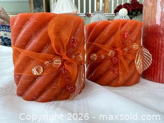 MaxSold Auction: Pillar & Taper Candle Lot of 3 — Strawberry/Pumpkin Spice  - Las Vegas (Nevada, USA) PARTNER MANAGED Estate Sale Online Auction -  Argent Star Court