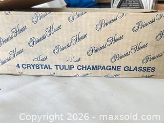 MaxSold Auction: Princess House Crystal Etched Floral Champagne Glasses, Set of 4 - Las Vegas (Nevada, USA) PARTNER MANAGED Estate Sale Online Auction -  Argent Star Court