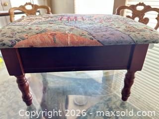 MaxSold Auction: Small Tapestry Upholstered Footstool with Storage - Las Vegas (Nevada, USA) PARTNER MANAGED Estate Sale Online Auction -  Argent Star Court